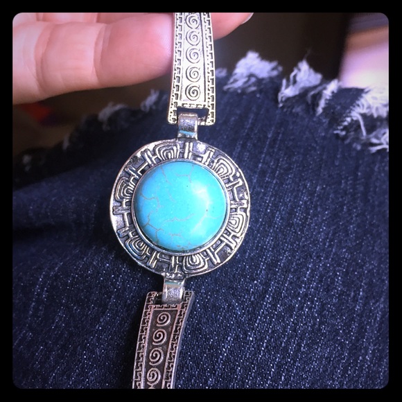 Turquoise and silver bracelet - Picture 1 of 4